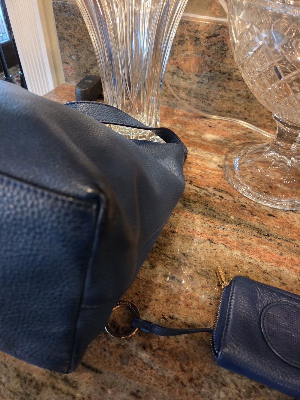 Tory Burch Navy Leather Shoulder Bag with Small Wallet - Picture 5 of 8